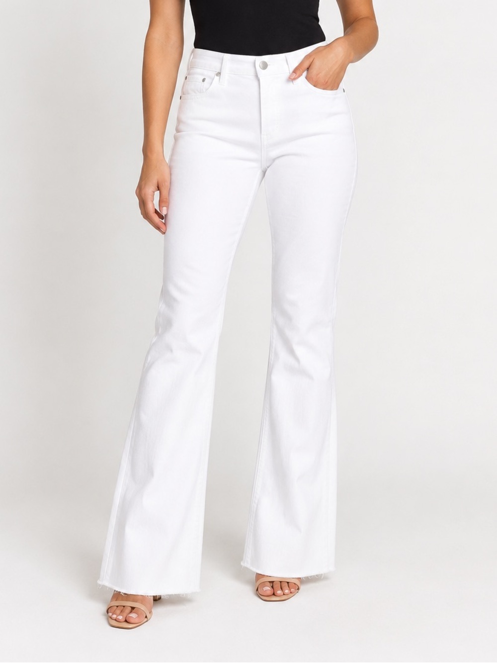 PAIGE Laurel Canyon High Rise Bootcut Jeans size 34 Crisp White 32” Inseam